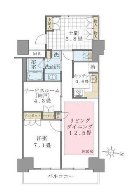 1LDKの間取りの画像